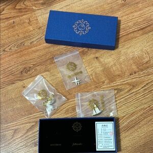 Blue Jewelry Box with Gold pins